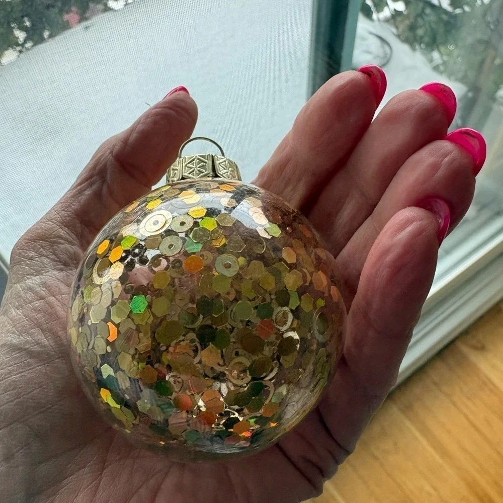 Vintage Style Gold Disco Sequin Christmas Ornament